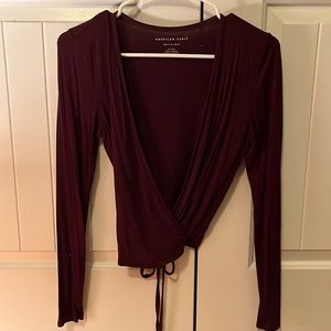 American eagle long sleeve wrap top